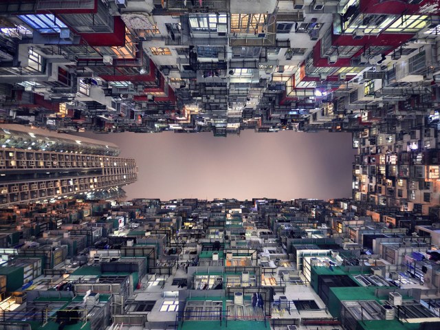 Hong Kong's skyscrapers from the ground floor, Hong Kong - 03 May 2013