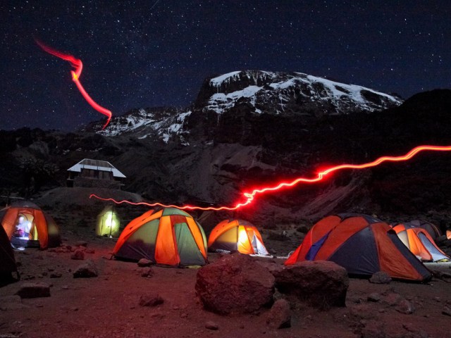 Mount Kilimanjaro at night